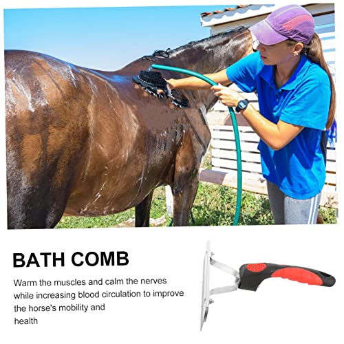 Durable Horse Grooming Rake with Rubber and Metal Teeth Practical Hair Removal Comb for Shedding and Mud Cleaning Ergonomic Handle for Comfortable Use Enhances Circulation and