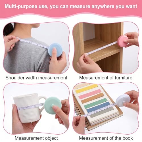 60 Pack Soft Retractable Measuring Tape - 1.5M/60 Inch Double Scale Body & Fabric Tape Measure for Sewing Tailoring Craft Weight Loss Home Use (Nordic Green, Candy White, Nordic Pink, Nordic Blue)