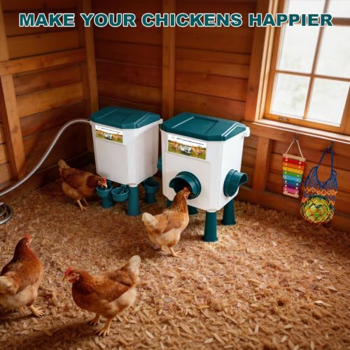 Chicken Feeder and Waterer Set with Legs,2 Gallon Automatic Waterer with Float Valve,26.5 Pounds Practical Feeder,Reduces Feed Waste & Water Refills,BPA-Free for Long-Term Use - color: blue