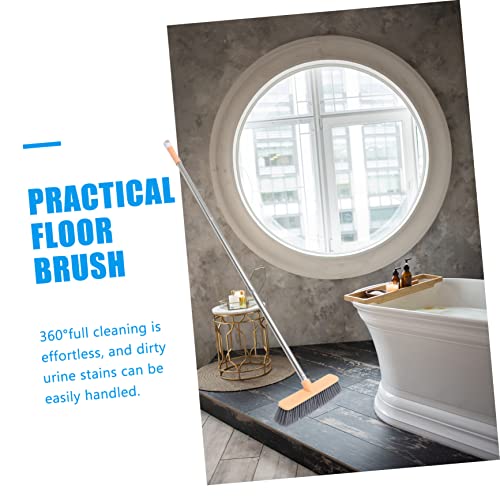 COLLBATH Stainless Steel Cleaning Floor Brush Long-Handle Bathroom Broom Grout Brush Mop Head Comfortable to Hold - color: Multicolor