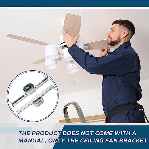 Therwen 4 Pcs Adjustable Ceiling Fan Electrical Box Brace Light Fixtures Ceiling Fan Mounting Bracket, 14.2 Inches in Length