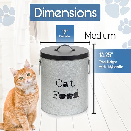 Medium 40lb Dog & 30lb Cat Pet Food Storage Canister with Scoop Combination – Durable & Airtight for Freshnesss, Minimalist Design & Recyclable, Medium Metal Container - size: Combo - Medium Dog 40lb & Medium Cat 30lb
