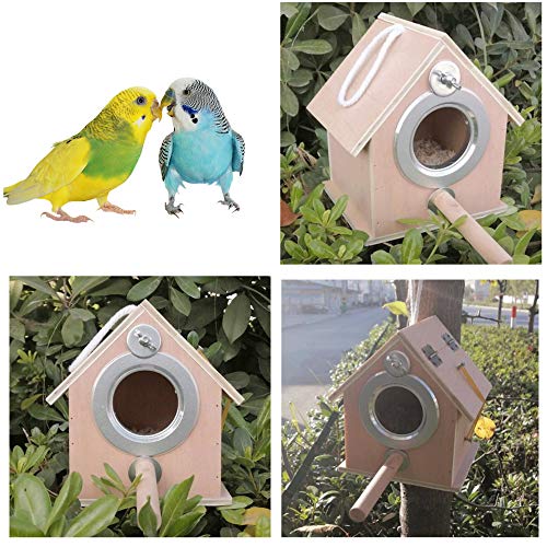 Parakeet Nesting Box Parrot Wooden House Bird Breeding Nest Warm Mating Box | With Stand Perch, Parrotlets Aviary Cage Budgie Mating Box for Lovebirds, Cockatiel, Budgie, and Small Birds - size: 5.9 x 5.12 x 6.57 inch