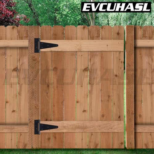 8 Inch T-Strap Gate Hinges, Shed Barn Door Hinges Heavy Duty, Black Tee Hinges for Wooden Fences, Yard Gate, Wrought Hardware Iron Rustproof (4 Pack/Set) - size: 8 Inch