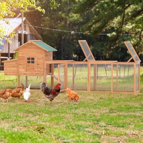 GOJOOASIS 40" Chicken Run Outdoor Wooden Chicken Coop Hen House Poultry Cage w/Wire Fence Indoor and Outdoor Use (B) - size: B