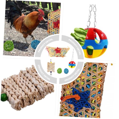 5PCS Chicken Treat Ball Kit Bird Cage Set for Parrots and Hens Chewing and Hanging to Entertain Pets Mood and Health Random Color