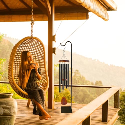 The Wind Chime CO 60" Adjustable Heavy Duty Shepherd's Hook Floor Stand Garden Hook for Outdoor, Hanging Plant, Solar Lights, Lanterns, Bird Feeders and Wedding Decor.