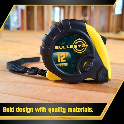 Bullseye Tape Measure 12 Foot 3-Pack | Yellow | Small, Retractable Measuring Tapes with Pause Buttons | Easy-to-Read Standard and Metric Measurements for Adults and Kids | Inches and Centimeters - color: Yellow