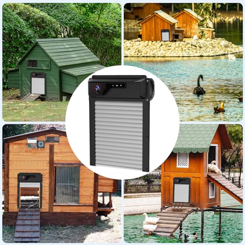Automatic Chicken Coop Door with WiFi HD1080P Camera,Auto Solar Chicken Coop Door Opener with Timer, APP Remote Control, 5000mA Battery, Night Vision, Alarm Drive (Black, 13.01in*9.4in*6.2in)