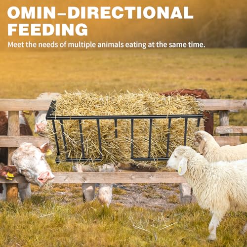 Wall Mount Hay Rack,Large Capacity Livestock Hay Feeder, Heavy-Duty Steel Goat Hay Rack, 40.8" Long Wall Mounted Horse Hay Holder, Multiple Sided Feeding Rack for Sheep Farm Livestock Indoor Outdoor