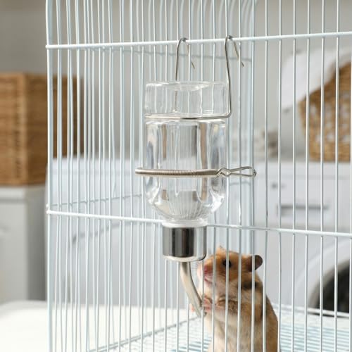 POPETPOP 2Pcs Pet Cage Water Bottle Chew-Proof No Drip Hanging Small Animal Water Dispensers for Rabbits, Ferrets, Guinea Pigs Hamsters and Other Small Animals