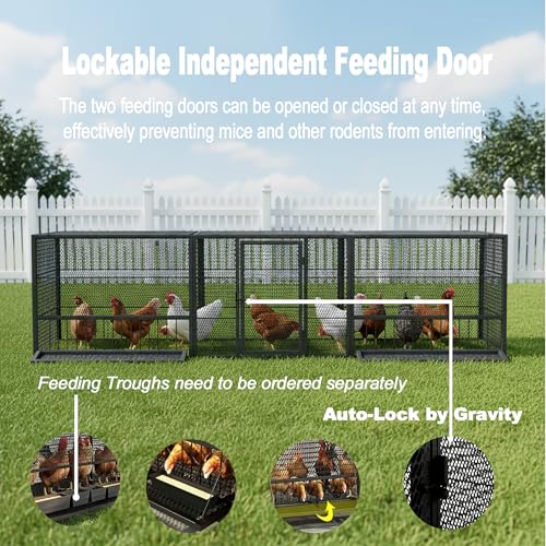 83" Metal Chicken Coop with Run Portable Chicken Tunnel Run and Coop Extension Heavy Duty Outdoor Poultry Cage for 15-20 Chickens Easy-Assembly Movable Chicken Duck Pen Black and Silver