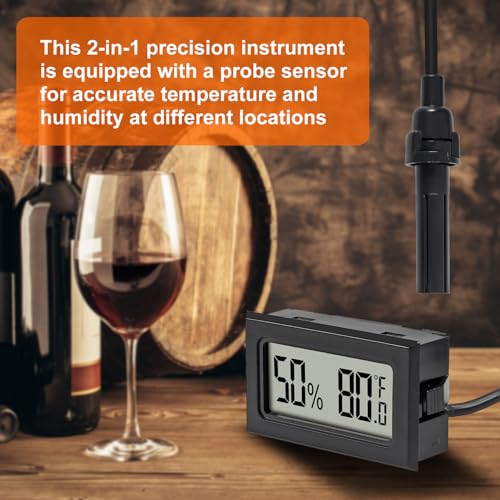 10Pcs Mini Digital Thermometer Hygrometer Gauge Indoor with Probe Sensor LCD Display Meter Temperature Humidity Fahrenheit or Celsius Meter for Incubator Plant Tank Garden -℉ - size: 10 PCS