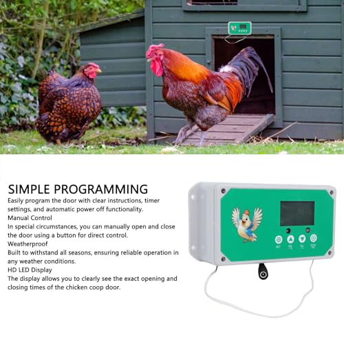 AUNMAS Automatic Chicken Coop Door Opener Poultry Door Motor Kit with Timer and Remote Control IP44 Water Proof for Chickens Ducks Geese Dogs (US Plug 100-240V)