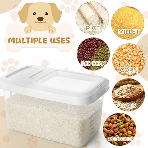 2 Pack Airtight Dog Food Storage Container, 16.5 Lbs Clear Pet Food Storage Bin with 2 Measuring Scoops for Pet Dog Cat Rice Grain Treat - size: 16.5 Lbs