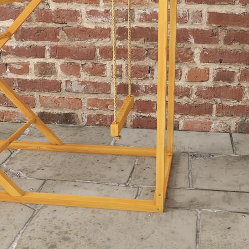 PawHut Chicken Activity Play for Healthy & Happy Animals, Swing Set with Chicken Perches & Hen Ladder, Chicken Coop Toy, Yellow - color: Yellow