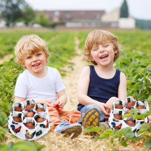 Egg Collecting Basket, Canvas Egg Basket for Gathering with 7 Pouches for Chicken, Duck, Goose, Bird, Various Poultry Collection (Grass-nest chicken) - style: Grass-nest chicken
