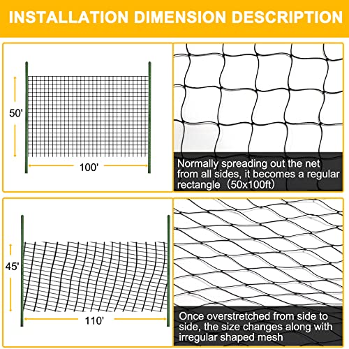 BSTPCOO Bird Netting 50ft x 100ft, Heavy Duty Garden Net 1 inch Mesh Nylon Nettings for Chicken Coop Roof, Poultry Netting Deer Fence Trellis Net for Fruits Trees Plants - size: 50'×100'-1''
