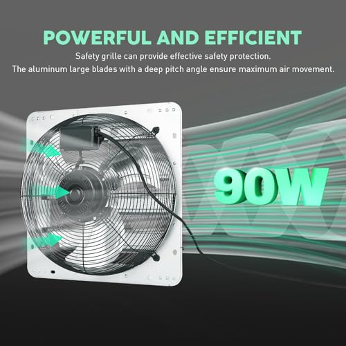 YOZON 16" Shutter Exhaust Fan with Speed Controller, Wall Mounted Wall Exhaust Fan, Automatic Shutter, High Speed, 1940CFM, Vent Fan for Garage, Greenhouse, Shed, Warehouse and Workshop - Silver - size: 16 INCH Silver