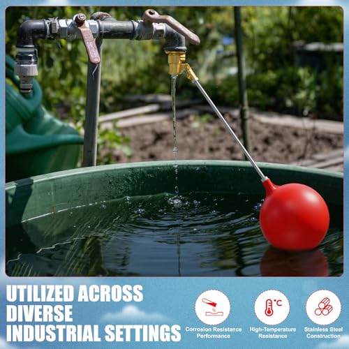 3/4 Inch Stainless Steel Float Valve for Water Tank and Trough, Heavy Duty Design with Adjustable Angle Rod, Float Ball for Stock Tank Pool Water Level Control