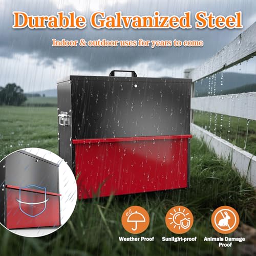 100lb Capacity Chicken Feeder, Metal Poultry Feeder, No Waste Waterproof Chicken Feeder, Suitable for Geese, Ducks, Turkeys, Quails - size: 100LB
