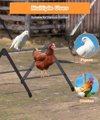 Koutemie Adjustable Chicken Perch for Coop, Heavy-Duty Metal Chick Roosting Bar for Brooder, Baby Chicks Stand Toy Training Perches for Large Bird Parrot Hens Macaw, Black