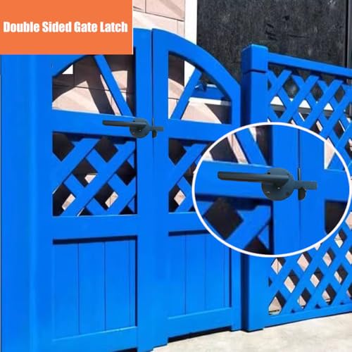 Gate Latch for Wooden Fence Double Side Gate Latch Heavy Duty Swinging Door Latch Gate Hardware for Outdoor Fence, Wooden Gates, Pool Gate, Backyard, Gardens( RH)