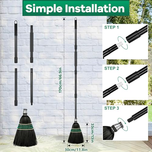SOBONNE Heavy-Duty Outdoor Broom with Stiff Bristles | Outside Large Commercial Brooms with 60 Inch Long Handle for Sweeping Outdoor Garage Yard Patio Commercial Industrial