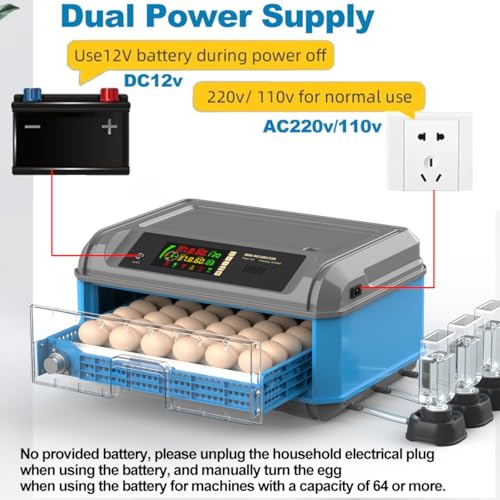 Egg Incubator for Hatching Eggs - Chicken Egg Incubator with Automatic Egg Turning, Humidity Control, Water Adding System, Egg Candler, Ideal for Chicken, Duck, Quail Eggs (24 Eggs) - size: 22 Eggs