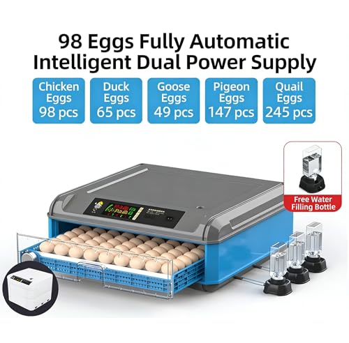 Automatic Egg Incubator For 98 Eggs - Digital Temperature & Humidity Control, 360° View Window, Auto Egg Turner- Commercial & Home Use For Chicken, Duck, Quail Eggs(98) - size: 98