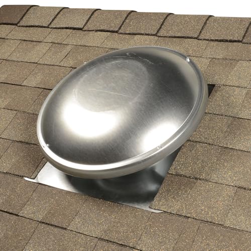 Master Flow GAF 1000 CFM Power Roof Mount Attic Vent Fan with Thermostat (PT6): Easy Installation & Efficient Exhaust Ventillation | Airflow Capacity for attic Spaces Upto 1600 sq.ft. - Mill - color: Mill