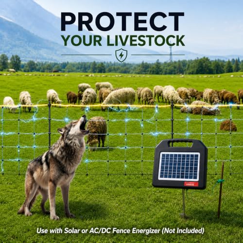 Electric Fence Netting, 164'L x 35.4" H Electric Fence Kit for Livestock, Goat, Dog, Hogs, Double Spiked Portable Electric Poultry Farm Fence, Electric Mesh Fence - size: 164'L x 35.4" H