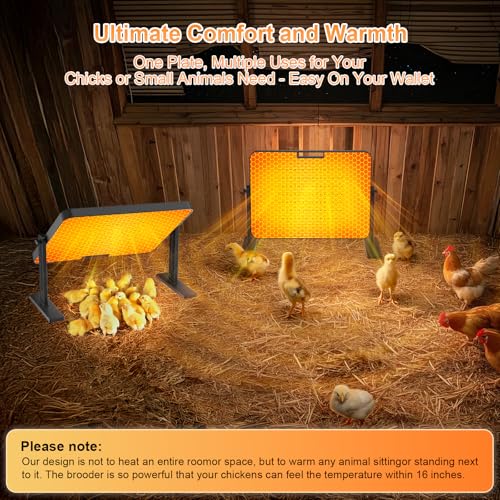 Chicken Brooder, Anti-Scald Graphene Brooder Plate with Remote Control, 16x12in Large Brooder Heater for 25 Chicks with Adjustable Temperatures&Height&Angle for Chicken Coops Poultry Heating, Black