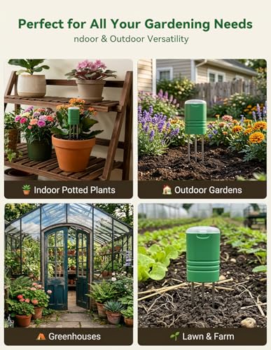 Nexuslab Wireless Soil Moisture Meter with LCD Receiver – 3‑Probe 3‑in‑1 Sensor (Moisture, Temperature, Light), 230 ft RF Range, Waterproof, Long Battery Life for Indoor/Outdoor Plants and Gardens - size: Main Unit + 2 Sensors