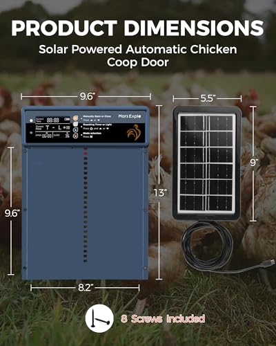 Automatic Chicken Coop Door Solar Powered, LCD Display, Timer & Light Sensor, 20-m Remote Control,Electirc Door,4 Modes, USB Rechargeable Battery, Light Blue - color: Blue