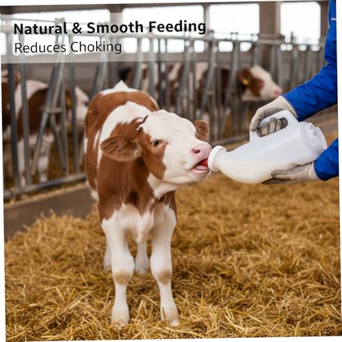 Calf Bottle, 2L Horizontal Calf Bottles and Nipples with Large Capacity & 2 Soft Silicone Nipple for Safe Feeding Bottle