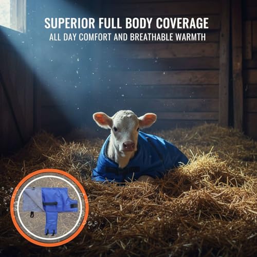 Calf Saver Coat, 34.3 x 27.6 in, Warm Windproof Calf Blanket with Soft Lining, Widened Design, Reflective Stripe, Abdomen Protection, Polyester Material for Calves