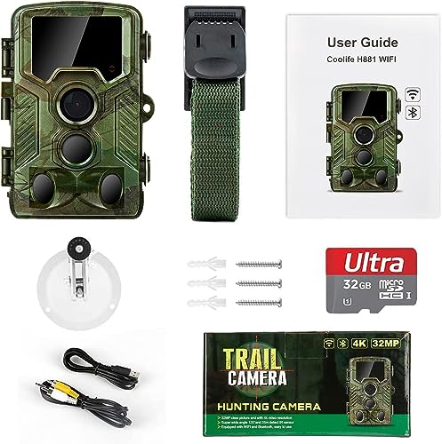 Coolifepro 4K WiFi Trail Camera, Game Camera with 125° Wide Angle, 850nm Clear Night Vision Motion Activated Waterproof, Deer Cam with 0.1s Trigger Speed, for Wildlife Monitoring & Outdoor Security