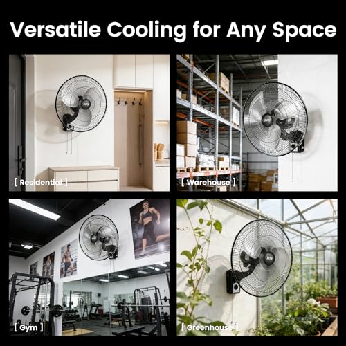 Xcity Wall Mount Fan 18", 3-Speed, Oscillating New Model | 4250 CFM, Heavy-duty Metal Blade , The New Model Features a More Powerful Motor and Has a Lifespan of 50,000 Hours. - size: 18'' Oscillating Pro