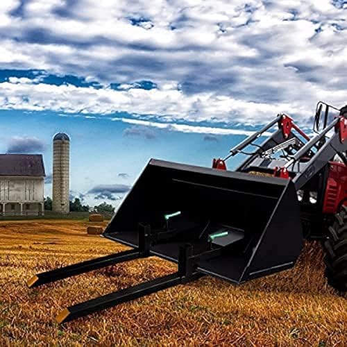 Clamp On Debris Forks To 48-60" Bucket, Heavy Duty Pallet Fork Fit For Loader Bucket Skidsteer Tractor,60''without Stabilizer Bar 1500LBS - size: 60''without Stabilizer Bar 1500LBS