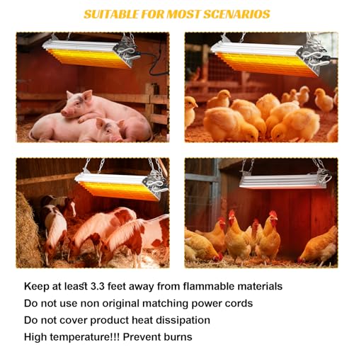 600W Chicken Coop Heater, Carbon FiberChicken Heater for Coop with Adjustable Heating Settings & Hanging Height (600W) - color: 600W