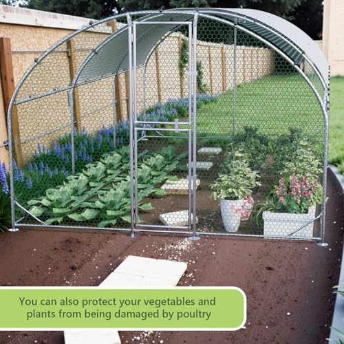 Large Metal Chicken Coop, Chicken Runs for Yard with Cover, Arch Roof Chicken Coop, Outdoor Chicken Pen, Heavy Duty Galvanized Steel Frame, Waterproof Cover, 10 x 20 x 6.5 FT - size: 118.1"L x 78.7"W x 235.2"H