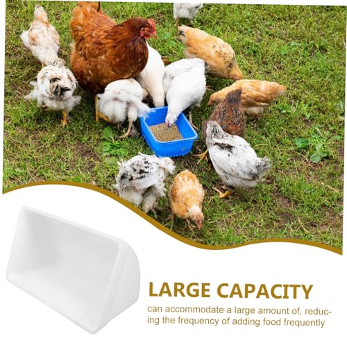 Abaodam 2pcs Hanging Chicken Feeder Trough White Livestock Feeding Bucket for Geese and Poultry with Removable Parts and Space-Saving Design Includes Screws and Buckles - color: White