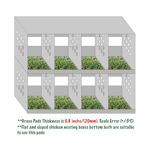 KuGuo Soft Plastic Fake Lawn Chicken Nesting Boxes Pads Chicken Bedding 12 x 12 inches (Short-Middle Grass-6PCS)