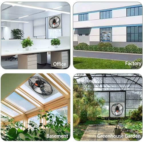 14 inch Shutter Exhaust Fan, Exhaust Fan Wall Mounted, Automatic Aluminum Shutter Suitable for Garages Basement Attic - size: 14 Inch