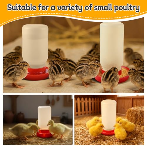 Enhon 2 PCS 2 Sizes Quail Waterer Base, Quail & Chick No Drown Water Base, Safety Waterer and Feeder, Compatible with 2.5inch Threaded Neck Bottle for Brooding Chicks(Bottle not Included) - size: 2 Sizes