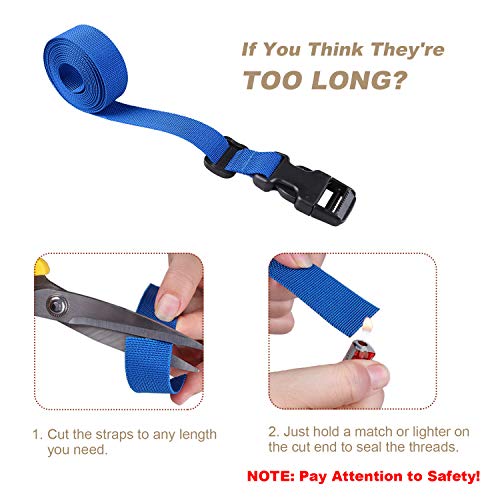 MAGARROW 78" x 1" Strap Buckle Packing Straps Adjustable 1-Inch Belt - color: Blue 6.5 feet Long (4-PCS)