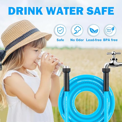 RV Water Hose 150FT, 5/8" Premium RV Drinking Water Hose for RV, Camping, Marine, Trailer and Truck, BPA Free, Anti-Kink and Leak-Free, Drinking Water Safe-Blue - color: Blue, size: 150FT