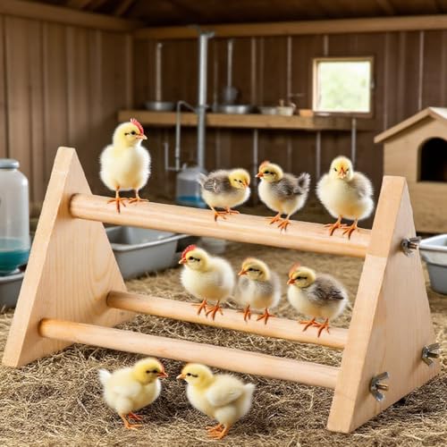 Chicken Perch for Coop -size13 L x 5.9" W x 6.5" H- Heavy Duty Poultry Roosting Bar with Natural Pine Wood-Durable Chicken Coop Accessories,Chick Perch Training Toys for Bird Baby Chicks Parrot