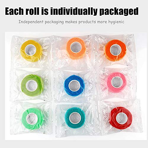 (12-Pack) 1” x 5 Yards | Self Adhesive Bandage Wrap, Kuvvfe Athletic Elastic Cohesive Bandage for Sports Injury,Strain,Knee & Wrist,Ankle Sprains & Swelling First Aid - size: 1x180 Inch (Pack of 12)